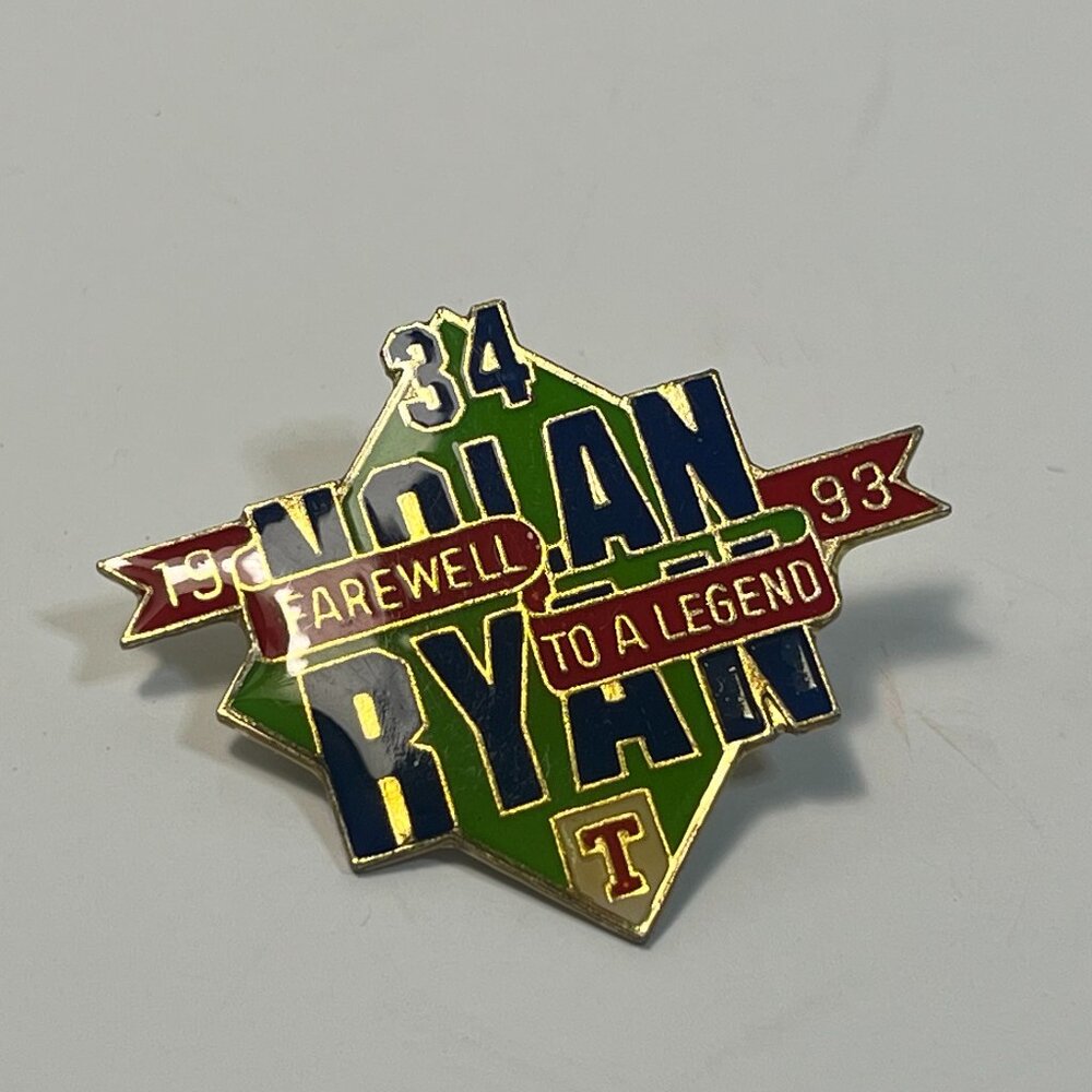 Nolan Ryan 1993 Farewell to a Legend MLB Baseball Tac Pin Texas Rangers Vintage